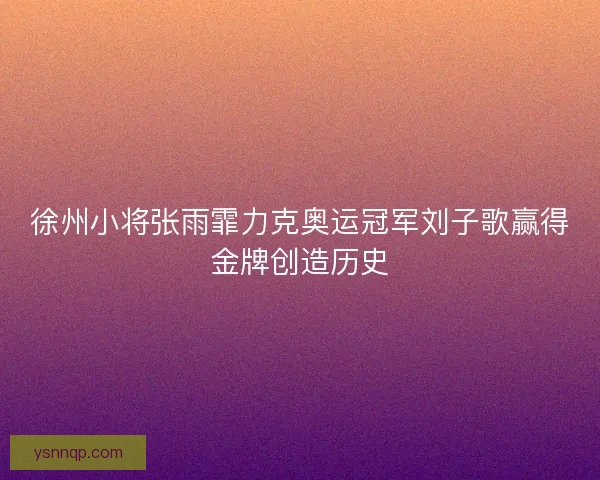 徐州小将张雨霏力克奥运冠军刘子歌赢得金牌创造历史