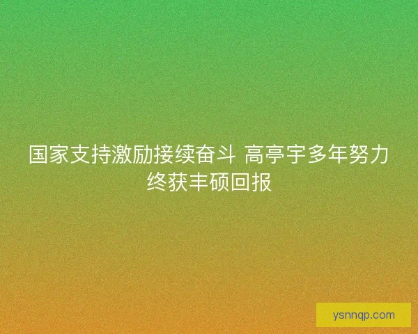 国家支持激励接续奋斗 高亭宇多年努力终获丰硕回报