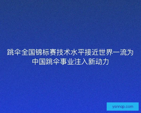 跳伞全国锦标赛技术水平接近世界一流为中国跳伞事业注入新动力