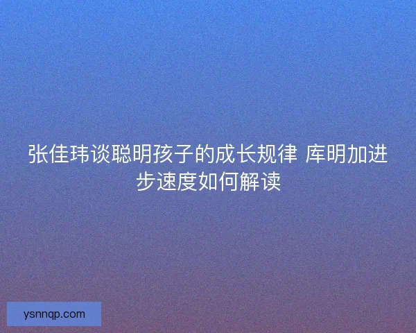 张佳玮谈聪明孩子的成长规律 库明加进步速度如何解读