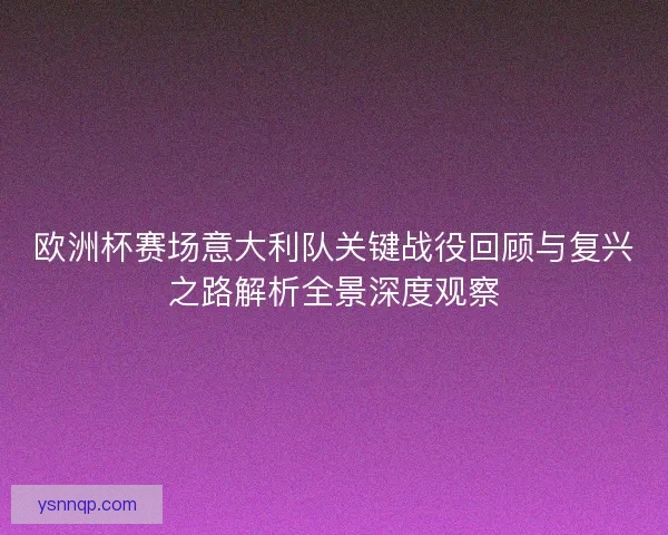 欧洲杯赛场意大利队关键战役回顾与复兴之路解析全景深度观察